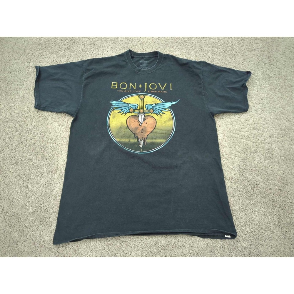 Bon Jovi T Shirt Mens 2XLT‎ TALL You Give Love A Bad Name Bandmerch Black